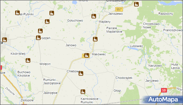 mapa Makówiec, Makówiec na mapie Targeo