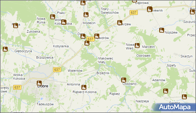 mapa Makówiec Mały, Makówiec Mały na mapie Targeo