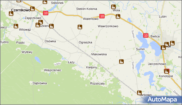mapa Makowiska gmina Czernikowo, Makowiska gmina Czernikowo na mapie Targeo
