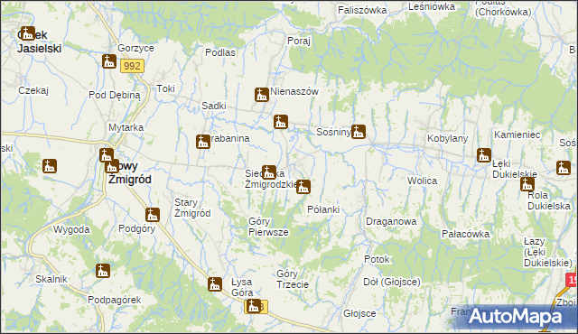 mapa Makowiska gmina Nowy Żmigród, Makowiska gmina Nowy Żmigród na mapie Targeo