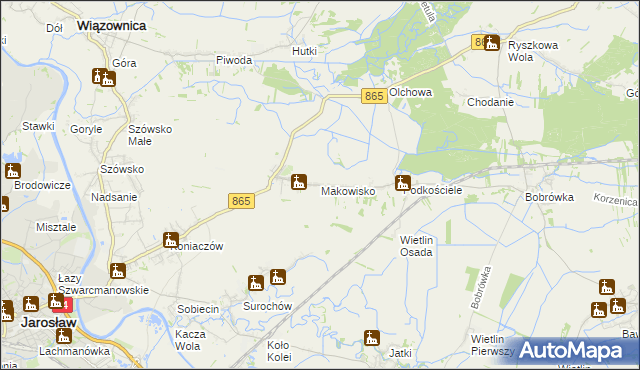 mapa Makowisko gmina Jarosław, Makowisko gmina Jarosław na mapie Targeo