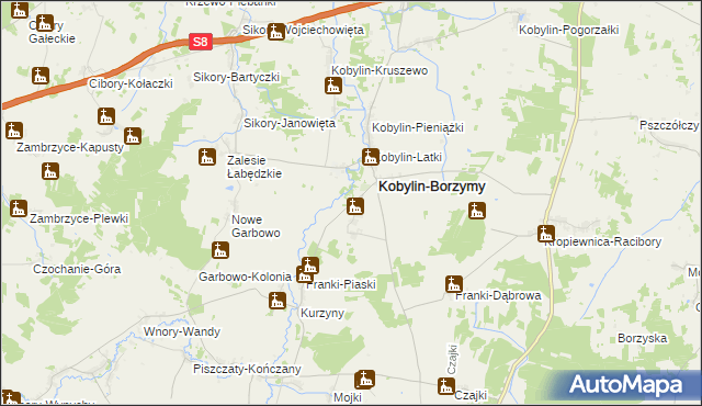 mapa Makowo gmina Kobylin-Borzymy, Makowo gmina Kobylin-Borzymy na mapie Targeo