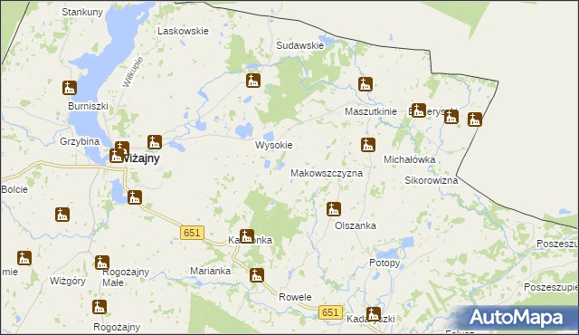 mapa Makowszczyzna gmina Wiżajny, Makowszczyzna gmina Wiżajny na mapie Targeo