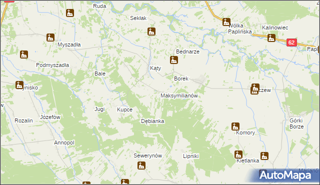 mapa Maksymilianów gmina Korytnica, Maksymilianów gmina Korytnica na mapie Targeo