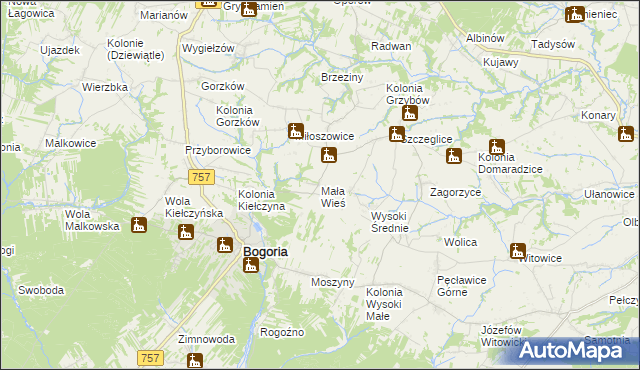 mapa Mała Wieś gmina Bogoria, Mała Wieś gmina Bogoria na mapie Targeo