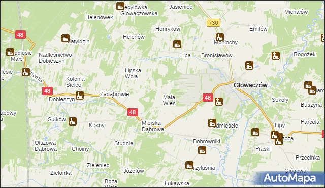 mapa Mała Wieś gmina Głowaczów, Mała Wieś gmina Głowaczów na mapie Targeo