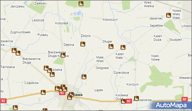 mapa Mała Wieś gmina Kłodawa, Mała Wieś gmina Kłodawa na mapie Targeo