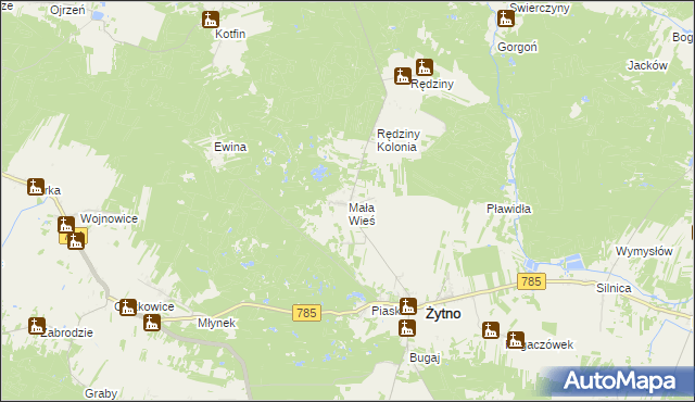 mapa Mała Wieś gmina Żytno, Mała Wieś gmina Żytno na mapie Targeo