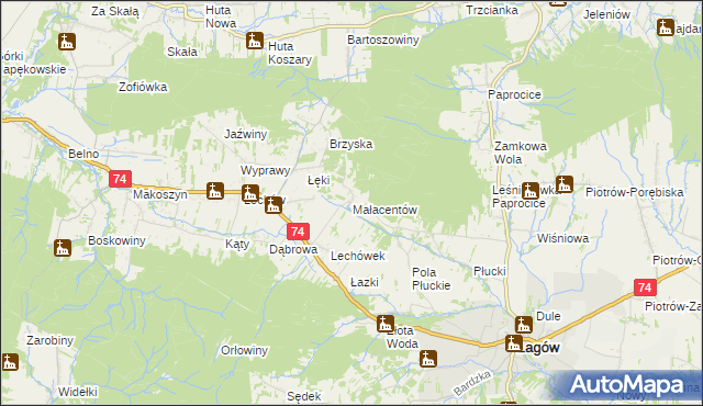 mapa Małacentów, Małacentów na mapie Targeo