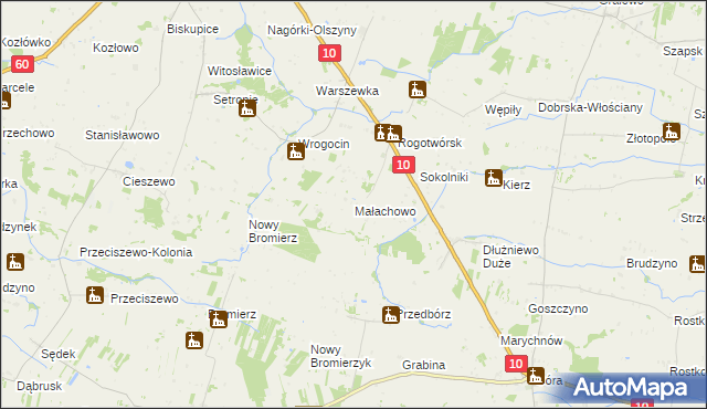 mapa Małachowo gmina Drobin, Małachowo gmina Drobin na mapie Targeo