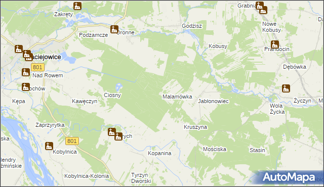 mapa Malamówka, Malamówka na mapie Targeo