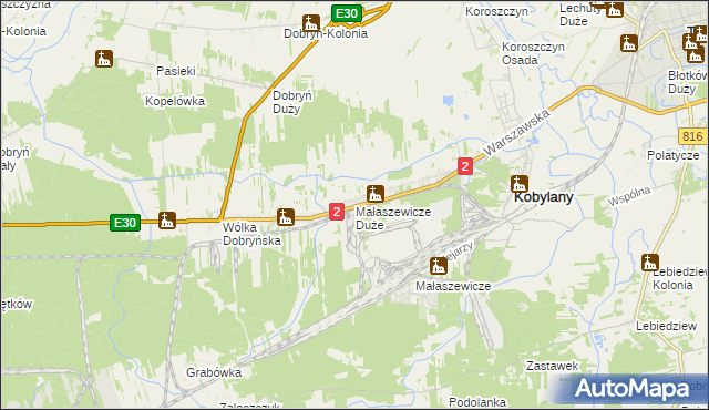 mapa Małaszewicze Duże, Małaszewicze Duże na mapie Targeo