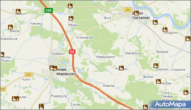 mapa Małaszowice, Małaszowice na mapie Targeo