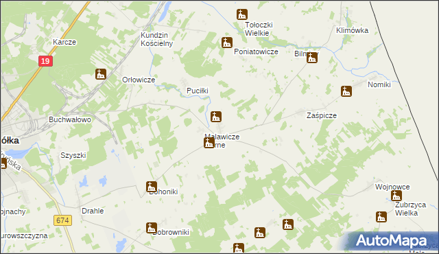 mapa Malawicze Dolne, Malawicze Dolne na mapie Targeo