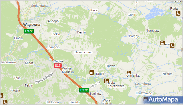 mapa Malcanów gmina Wiązowna, Malcanów gmina Wiązowna na mapie Targeo