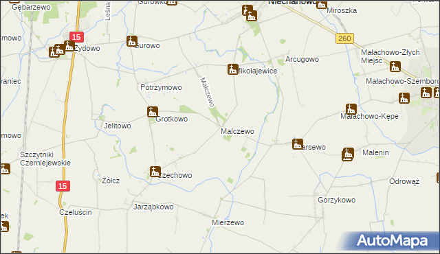 mapa Malczewo, Malczewo na mapie Targeo