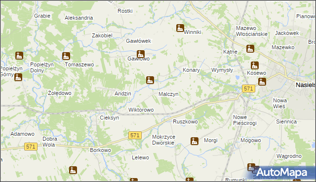 mapa Malczyn, Malczyn na mapie Targeo