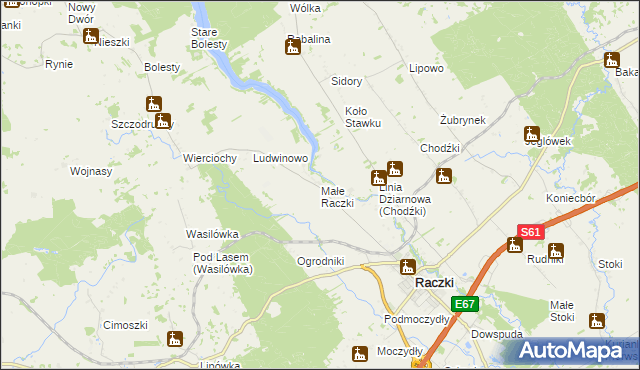 mapa Małe Raczki, Małe Raczki na mapie Targeo