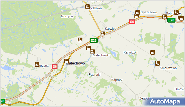 mapa Malechówko, Malechówko na mapie Targeo