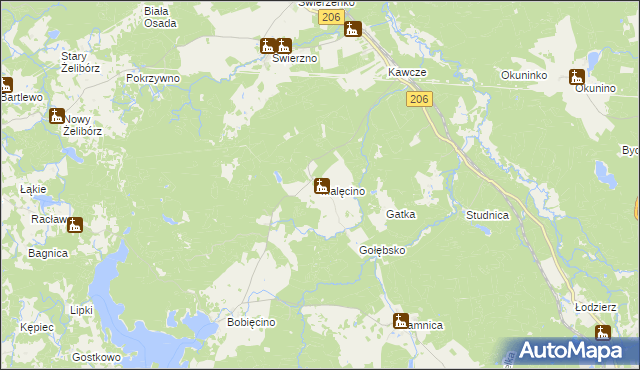 mapa Malęcino, Malęcino na mapie Targeo