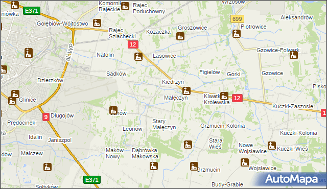 mapa Małęczyn gmina Gózd, Małęczyn gmina Gózd na mapie Targeo