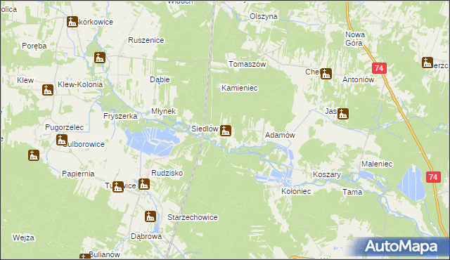 mapa Malenie gmina Żarnów, Malenie gmina Żarnów na mapie Targeo