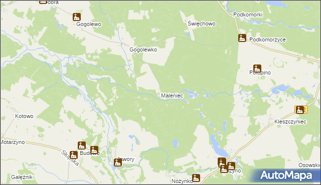 mapa Maleniec gmina Dębnica Kaszubska, Maleniec gmina Dębnica Kaszubska na mapie Targeo