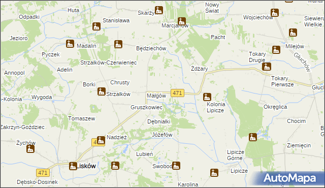 mapa Małgów-Kolonia, Małgów-Kolonia na mapie Targeo