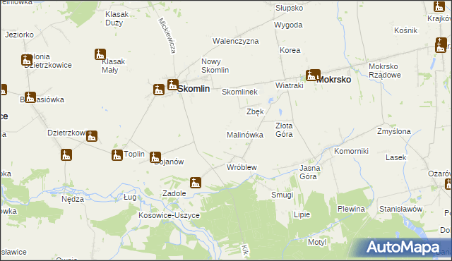 mapa Malinówka gmina Skomlin, Malinówka gmina Skomlin na mapie Targeo