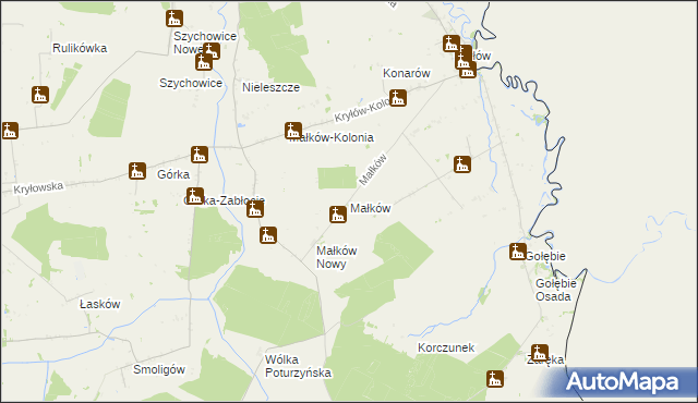 mapa Małków gmina Mircze, Małków gmina Mircze na mapie Targeo