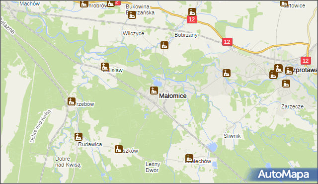 mapa Małomice, Małomice na mapie Targeo