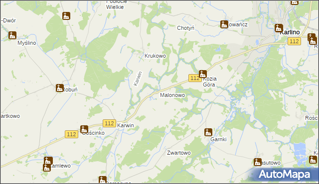 mapa Malonowo, Malonowo na mapie Targeo