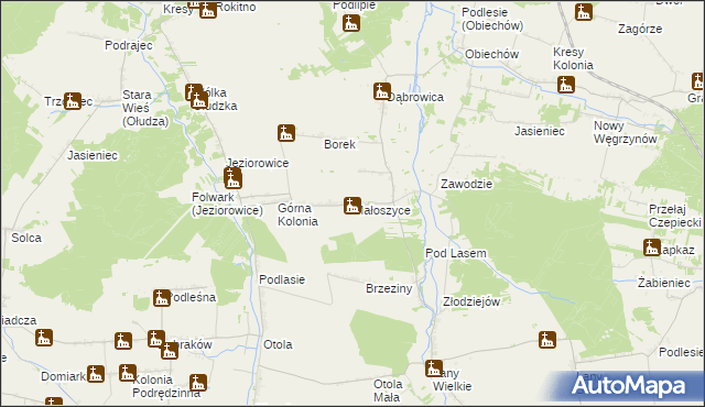 mapa Małoszyce gmina Żarnowiec, Małoszyce gmina Żarnowiec na mapie Targeo