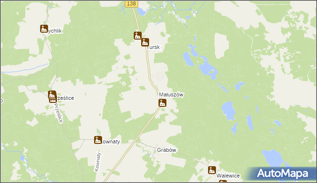 mapa Małuszów gmina Sulęcin, Małuszów gmina Sulęcin na mapie Targeo