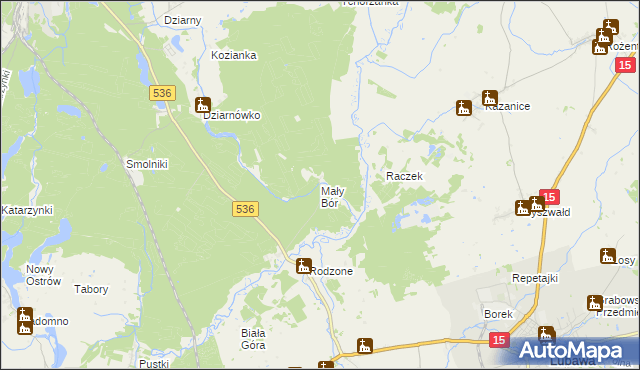 mapa Mały Bór gmina Iława, Mały Bór gmina Iława na mapie Targeo