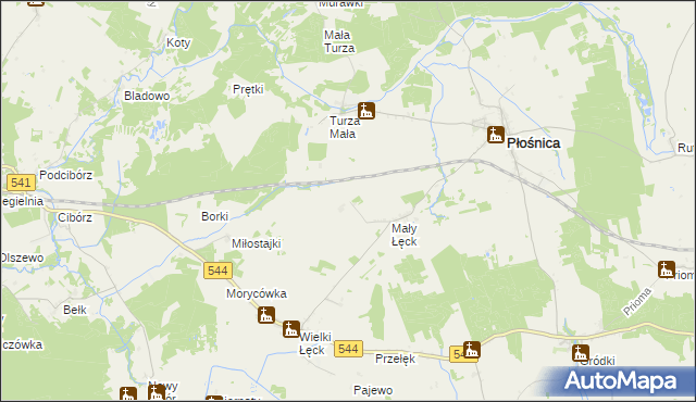 mapa Mały Łęck Osada, Mały Łęck Osada na mapie Targeo