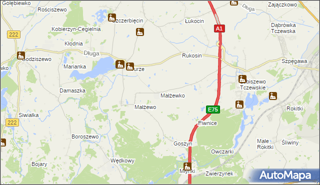 mapa Małżewko, Małżewko na mapie Targeo