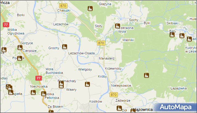 mapa Manasterz gmina Wiązownica, Manasterz gmina Wiązownica na mapie Targeo