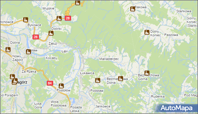 mapa Manasterzec, Manasterzec na mapie Targeo