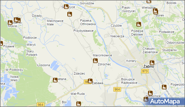 mapa Marcinkowice gmina Radłów, Marcinkowice gmina Radłów na mapie Targeo