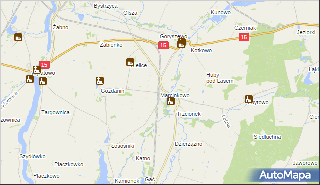 mapa Marcinkowo gmina Mogilno, Marcinkowo gmina Mogilno na mapie Targeo