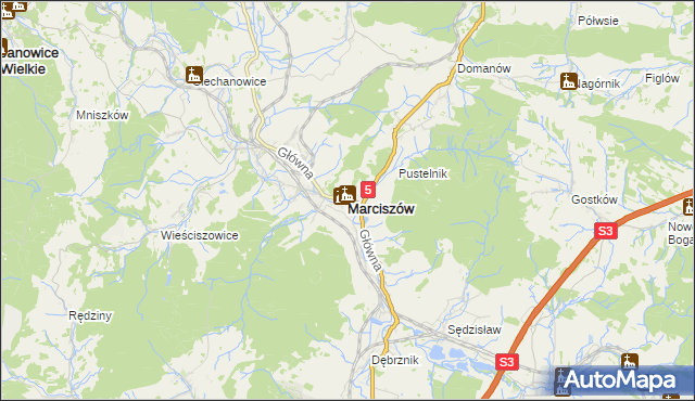 mapa Marciszów, Marciszów na mapie Targeo