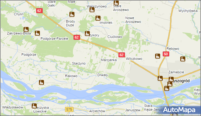 mapa Marcjanka gmina Wyszogród, Marcjanka gmina Wyszogród na mapie Targeo