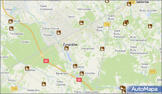 mapa Mariampol gmina Jaktorów, Mariampol gmina Jaktorów na mapie Targeo