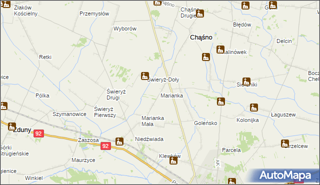 mapa Marianka gmina Chąśno, Marianka gmina Chąśno na mapie Targeo