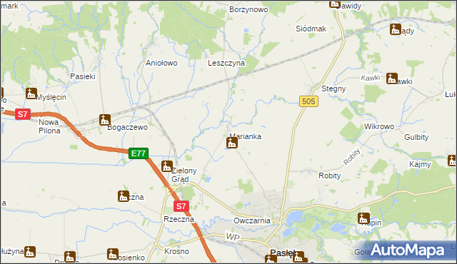 mapa Marianka gmina Pasłęk, Marianka gmina Pasłęk na mapie Targeo