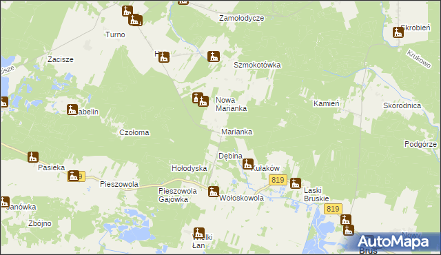 mapa Marianka gmina Stary Brus, Marianka gmina Stary Brus na mapie Targeo