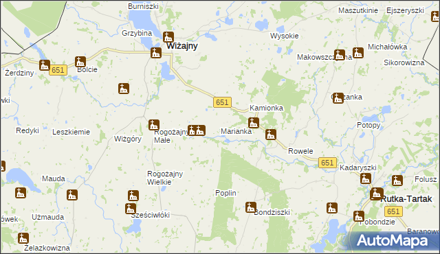 mapa Marianka gmina Wiżajny, Marianka gmina Wiżajny na mapie Targeo