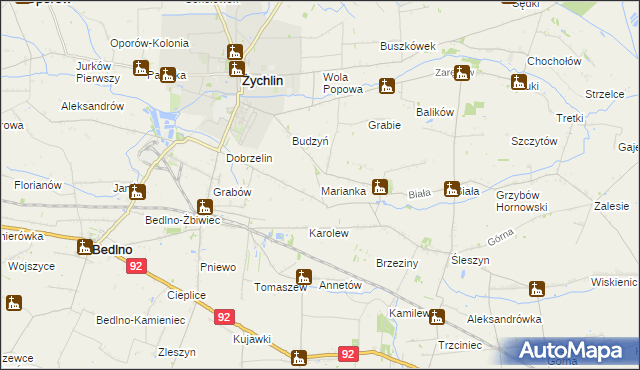 mapa Marianka gmina Żychlin, Marianka gmina Żychlin na mapie Targeo