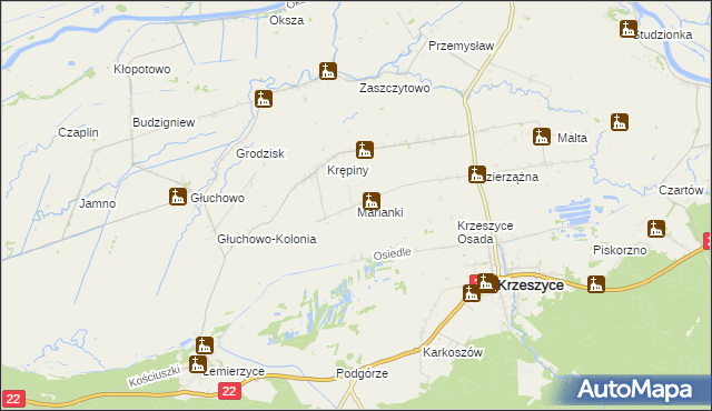 mapa Marianki gmina Krzeszyce, Marianki gmina Krzeszyce na mapie Targeo